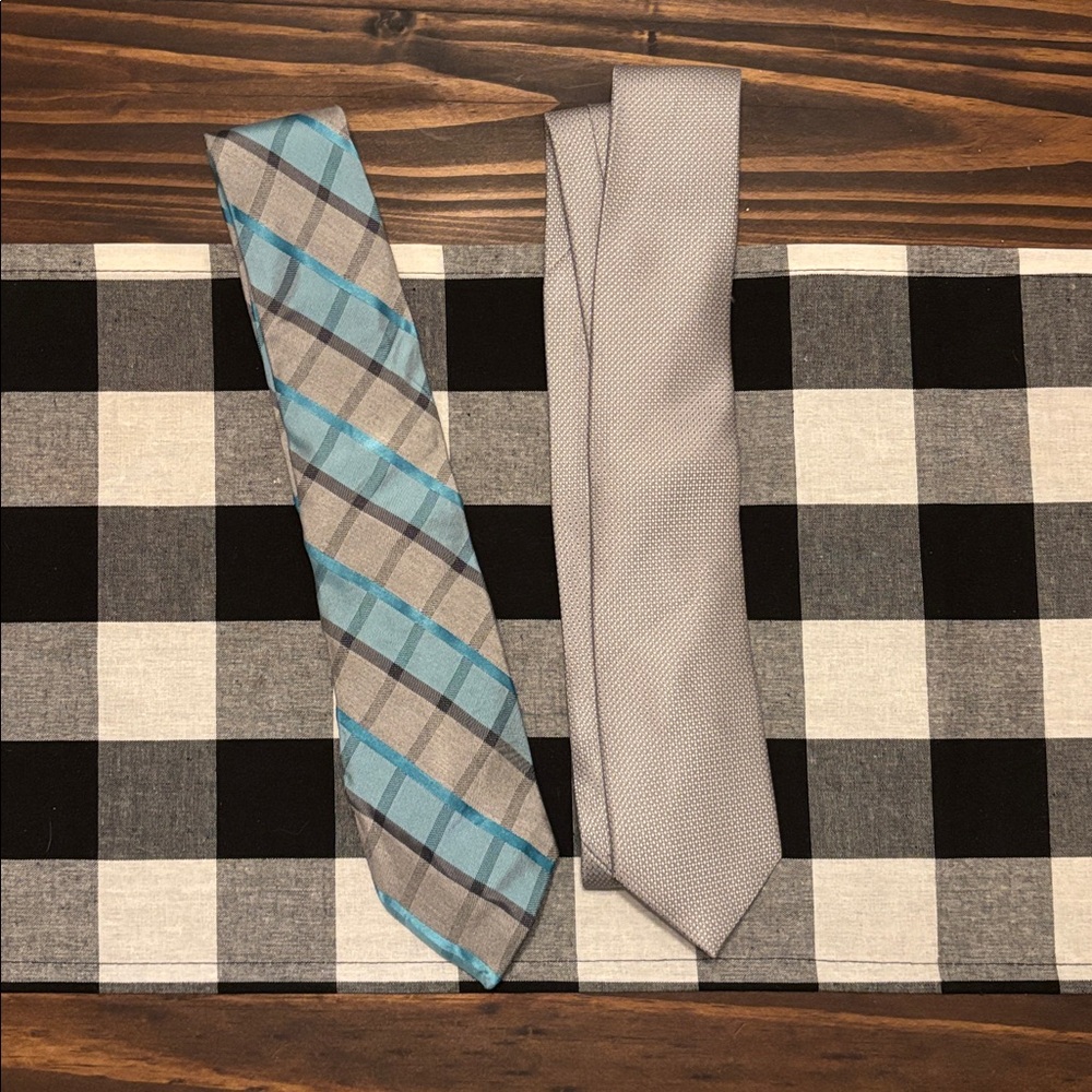Michael Kors tie and little black tie gray blue